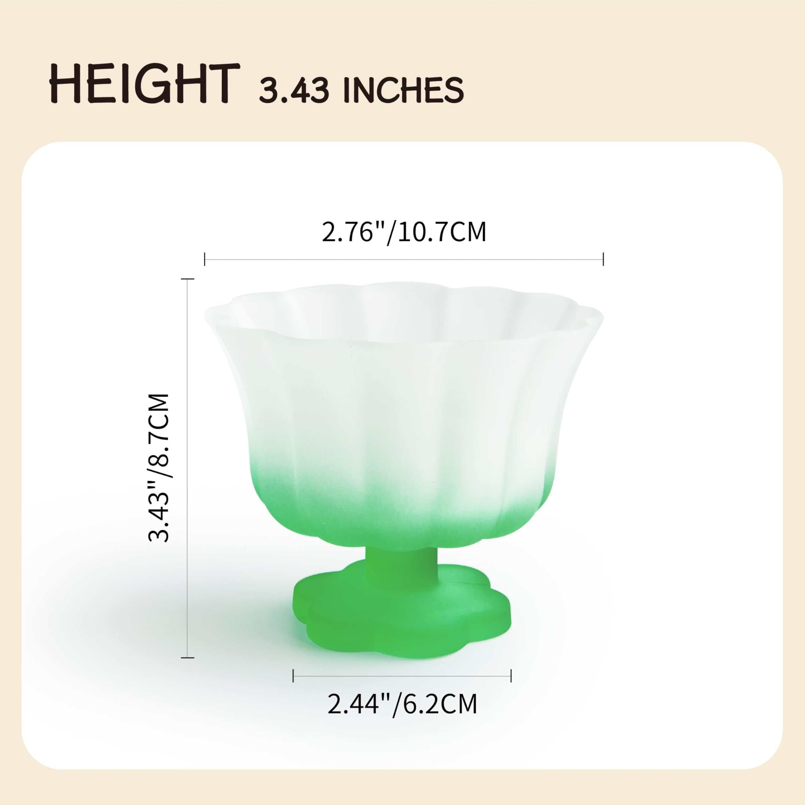 Matte Gradient Finish Glass Dessert Bowl with Heavy Base, 240ml (8.1oz)