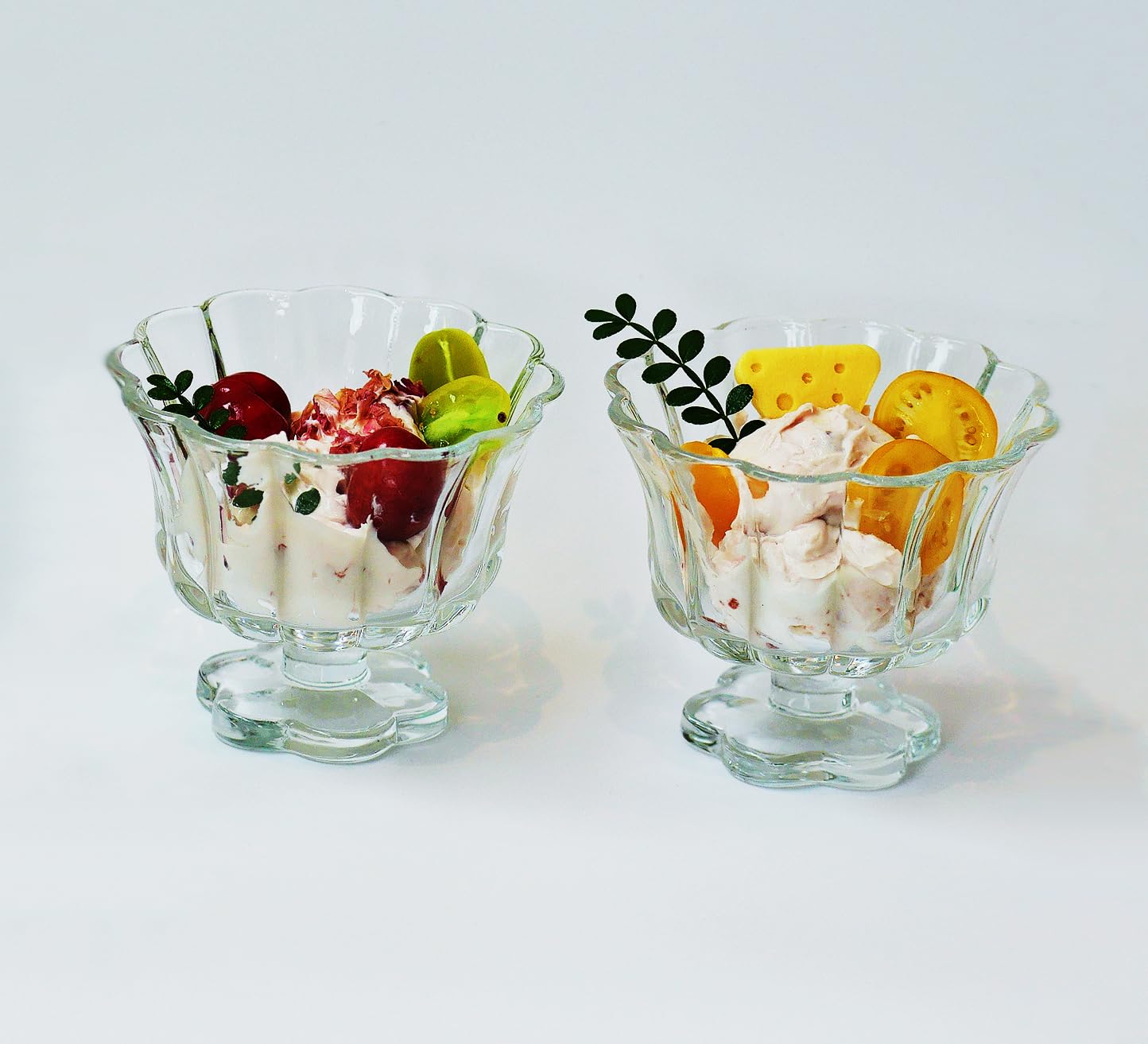 Flower Petal Style Glass Ripple Drinking Glasses Set of 2