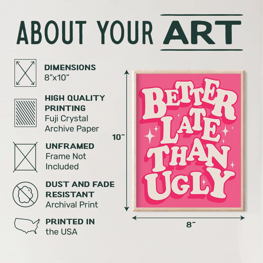 Women's Pink Bathroom Decor â€?Humorous Wall Art, Retro Bath Prints, and Modern Restroom Signs