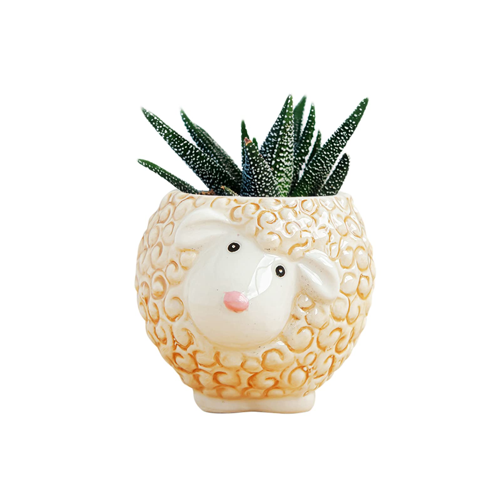 Cute Animal Ceramics Planter Small Succulent Pot Cartoon Shaped Plant Pot for Mini Plants Flower Cactus, Smooth Shiny Ceramic - Plants Not Included