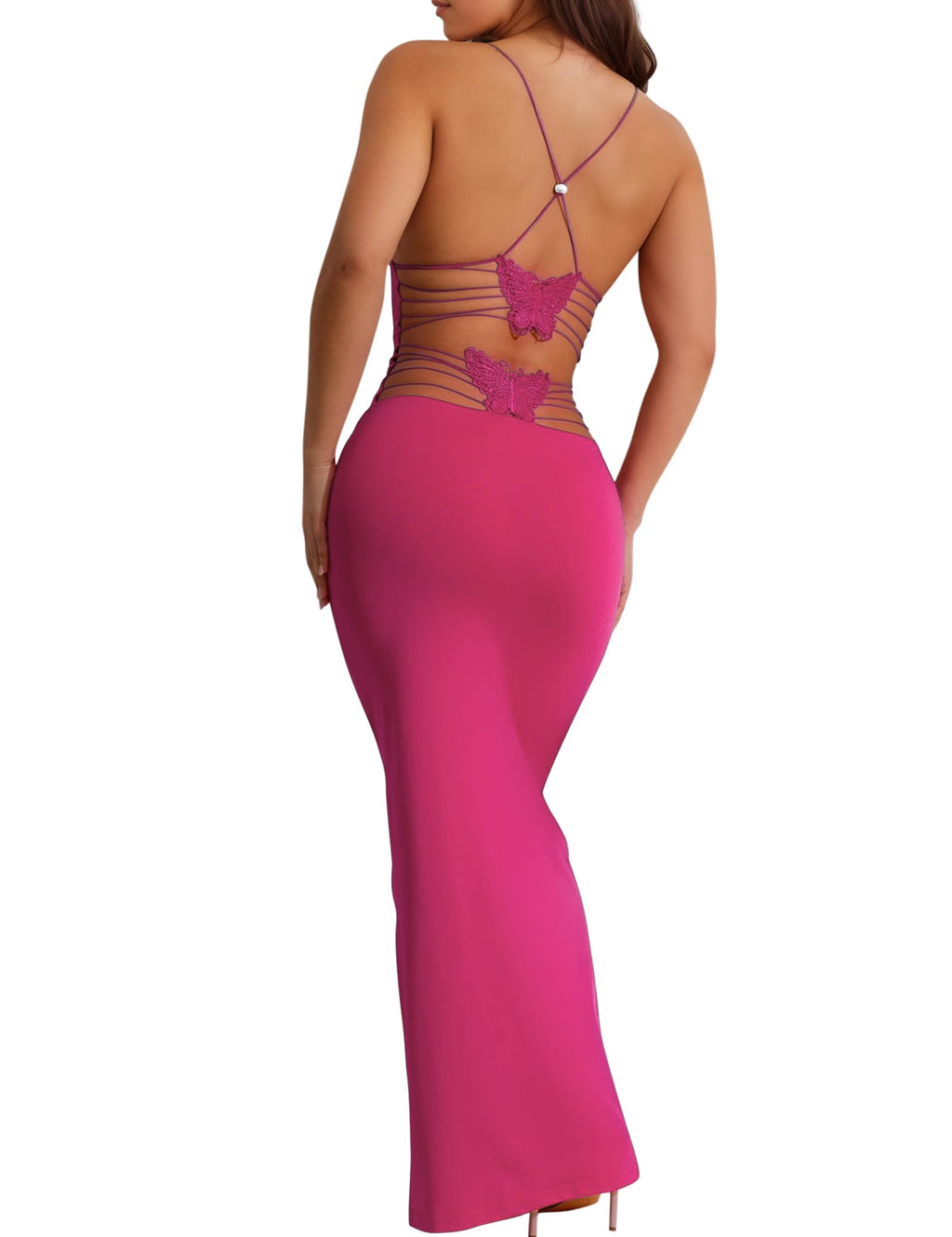 Women Sexy Backless Satin Maxi Dresses Spaghetti Strap Floral Print Dresses Slim Fit Elegant Long Dresses Night Party Outfits