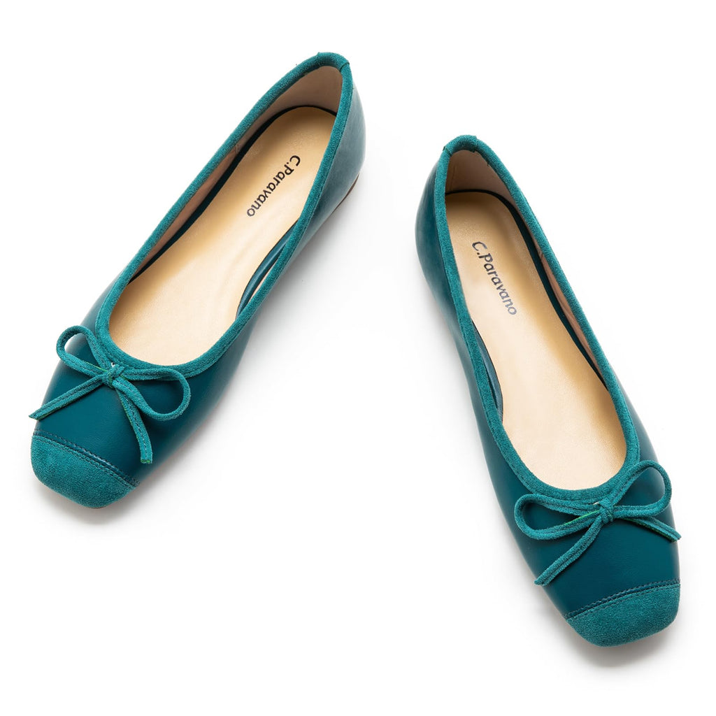 Women's Flats with Bowknot Casual Slip On Dress Shoes | Comfortable Square Toe Shoes