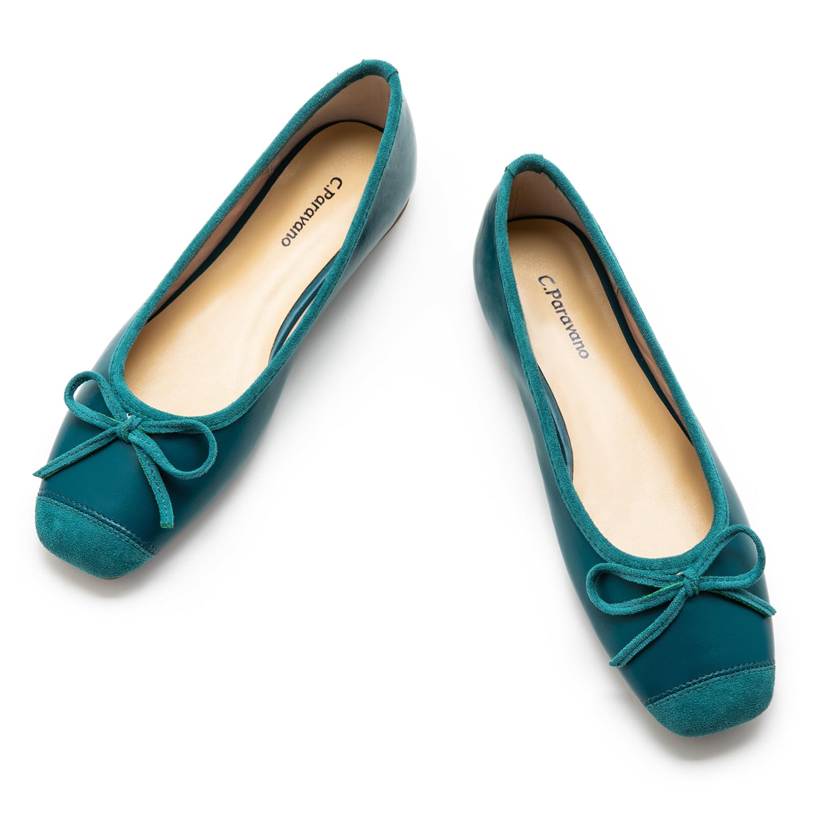 Women's Flats with Bowknot Casual Slip On Dress Shoes | Comfortable Square Toe Shoes