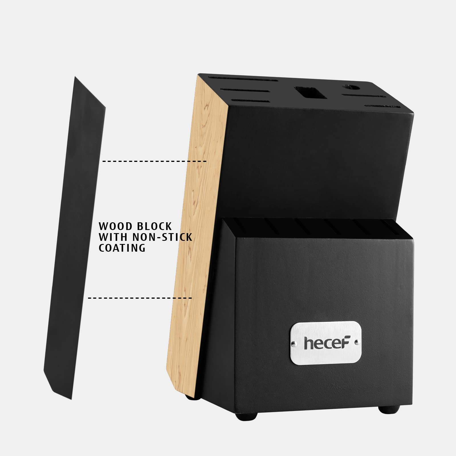 Kitchen Knife Block Set, 14 Pieces Knife Set with Wooden Block & Sharpener Steel & All-purpose Scissors, High Carbon Stainless Steel Cutlery Set