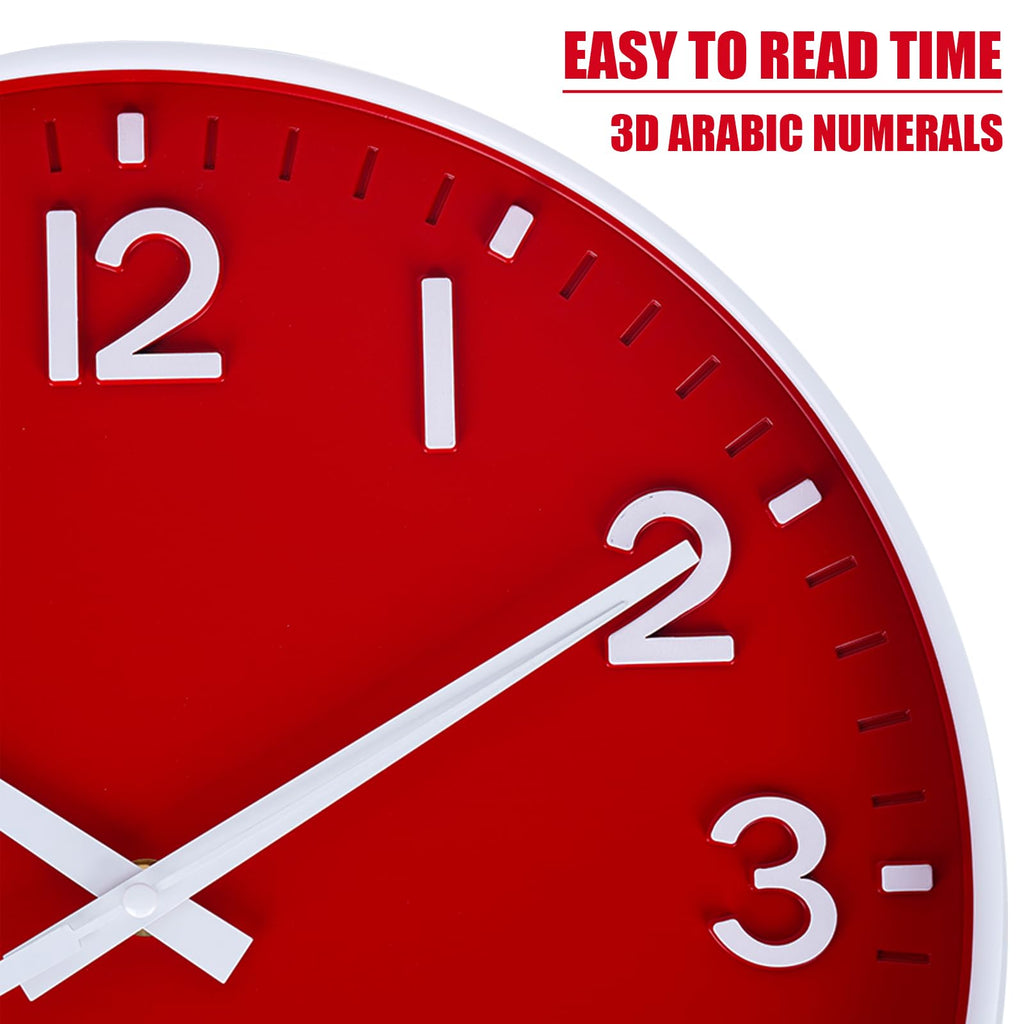 Wall Clocks Battery Operated - 12 inch Silent Non Ticking Modern