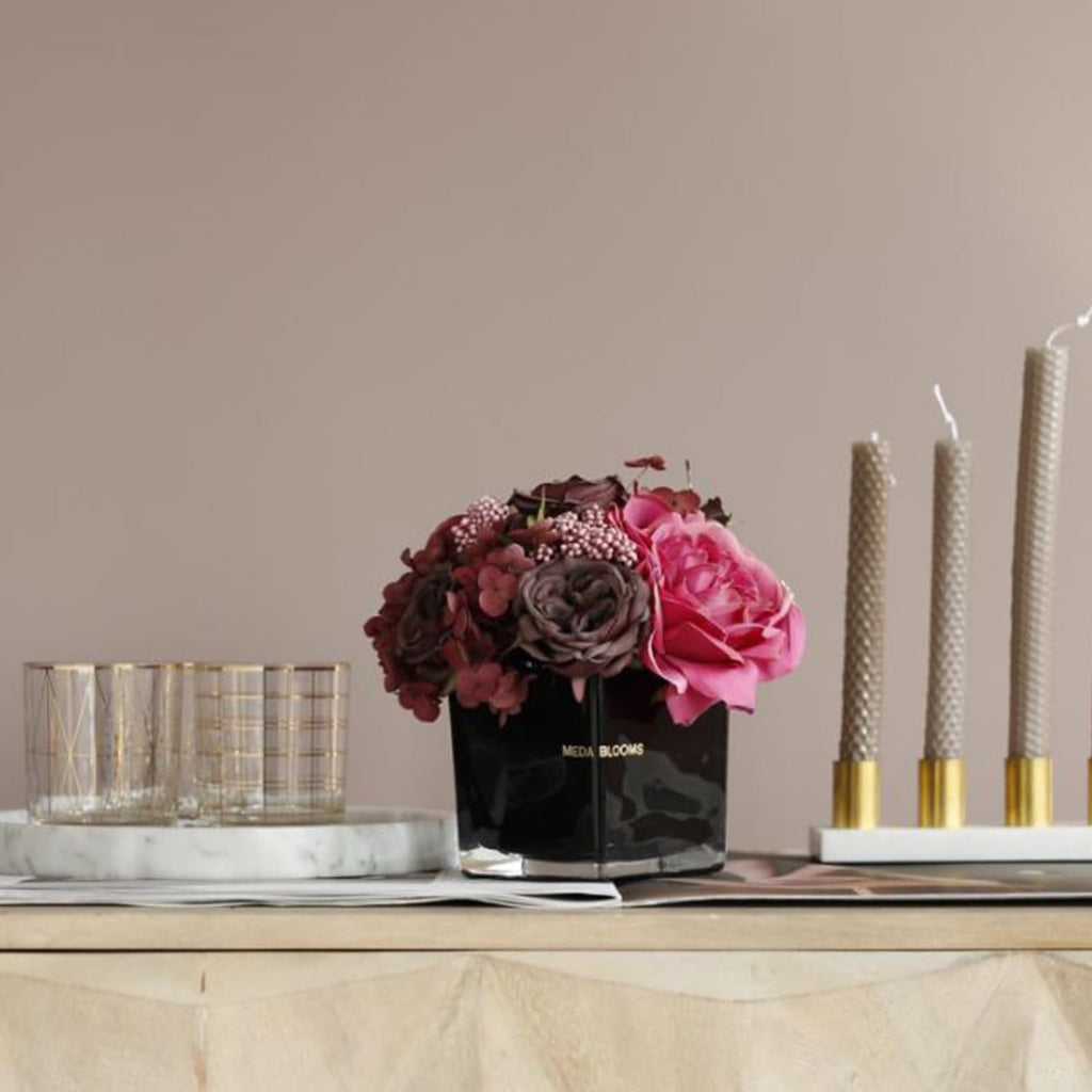 Faux Flowers Rose Potted Flower (Pink)