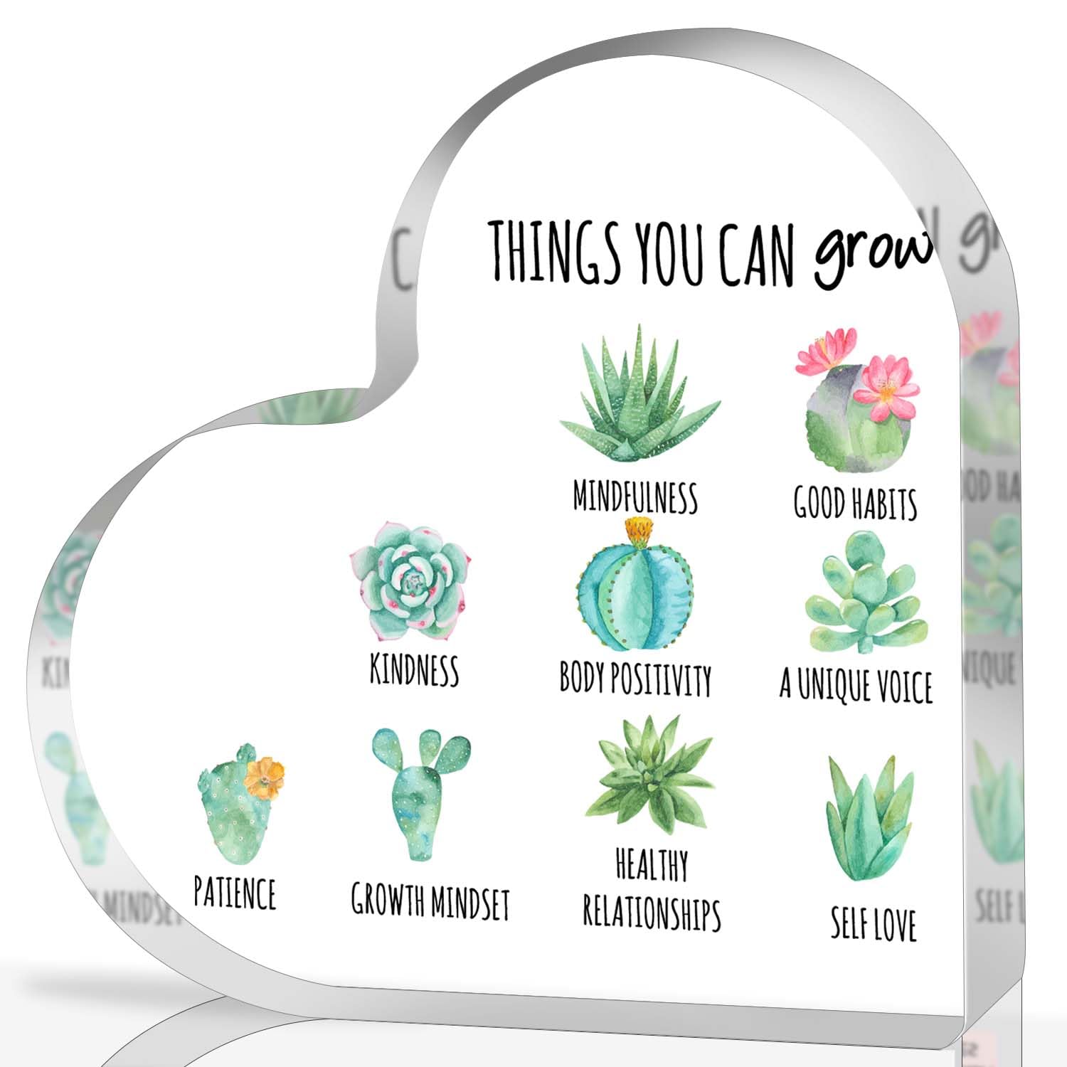 Note to Self Motivational Acrylic Heart Decor