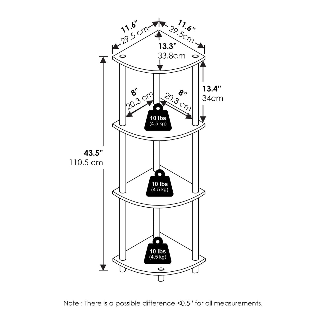 Three-Tier Round Tube Reversible Corner Display Rack Multipurpose Shelving Unit