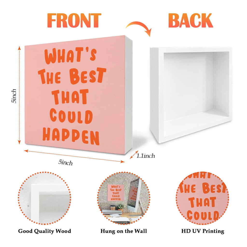 Funky 70s Preppy Wooden Sign, Affirmation Wooden Box Sign Decor, 5x5 Inch