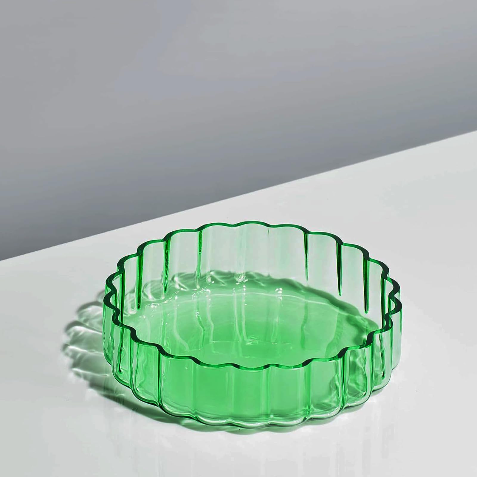 Vintage Art Glass Flower Wave Colored Plates | Set of 2, 5.9" Dinner or Dessert Plate, Appetizer, Snack, Fruit, Wavy Serveware