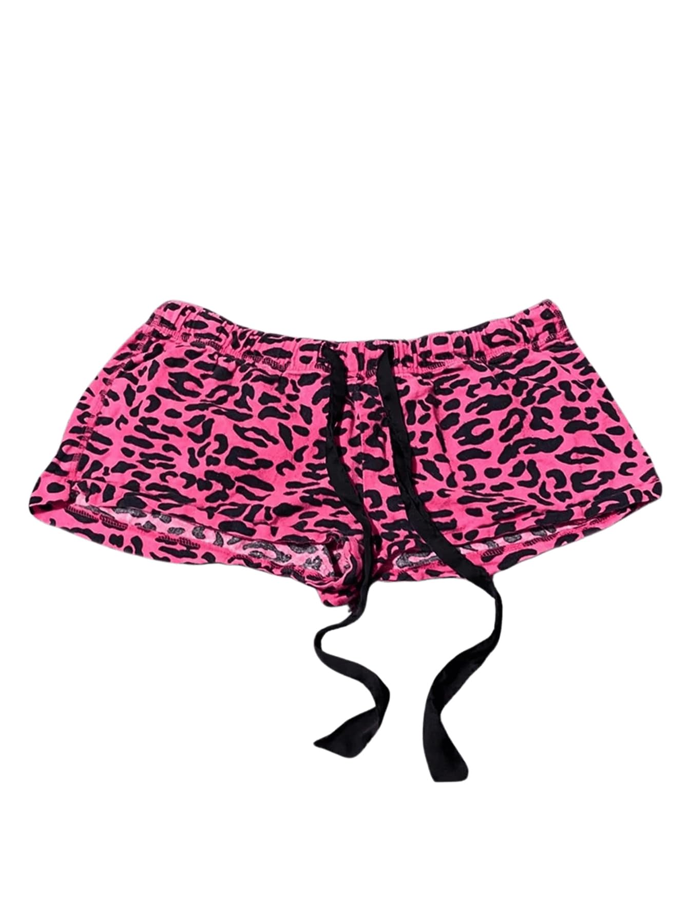 Women's Plus Size Leopard Print Micro Shorts Drawstring Sexy Lounge Booty Shorts