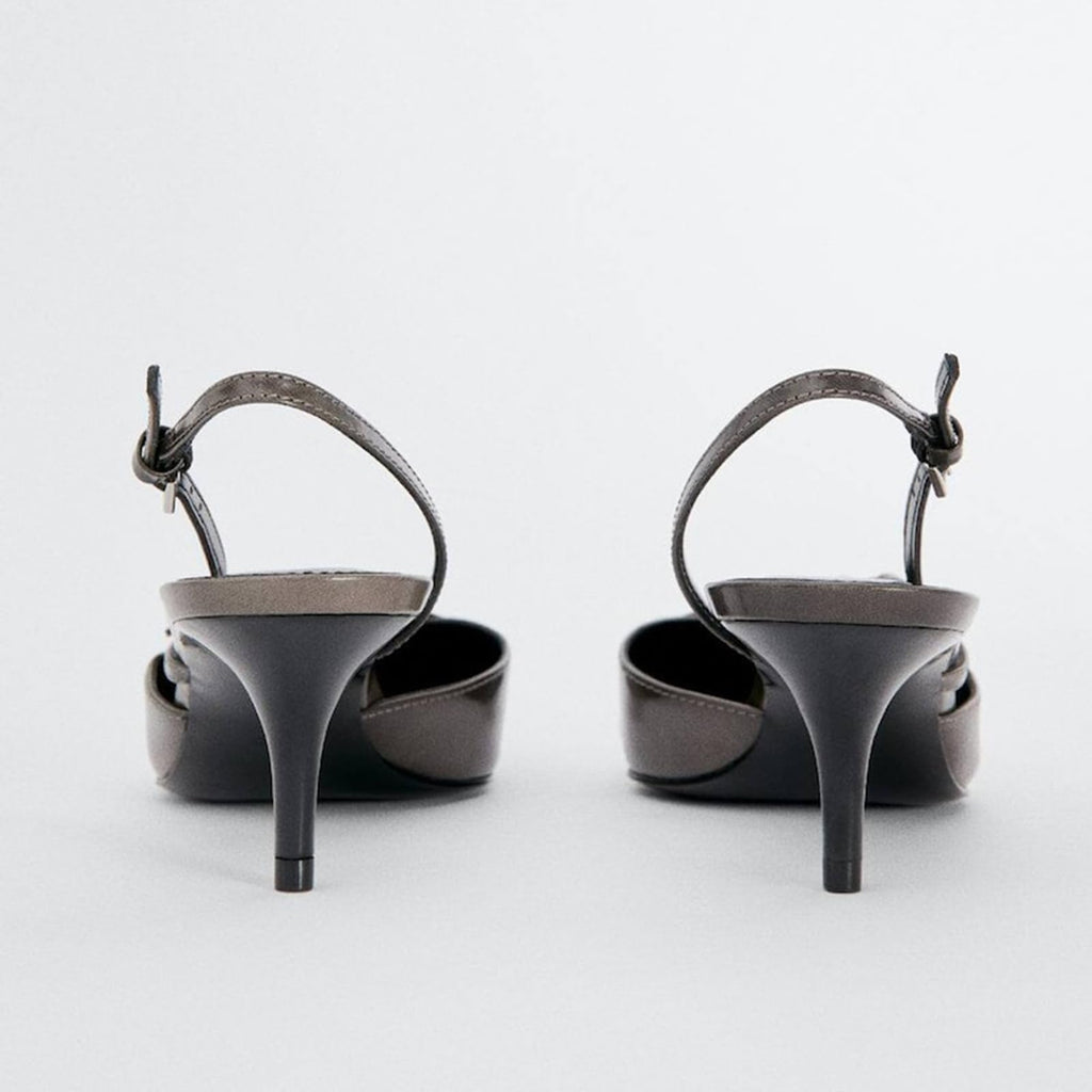 Slingback Kitten Heels Pointed Toe Stiletto Heels Slip On Pumps with Buckled Straps Dress Work Heeled Sandals