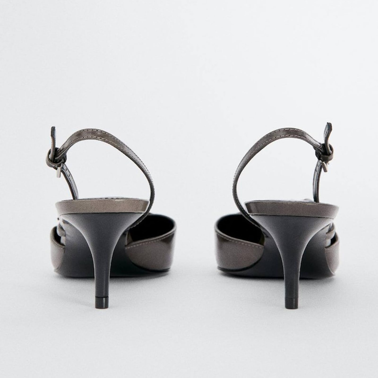 Slingback Kitten Heels Pointed Toe Stiletto Heels Slip On Pumps with Buckled Straps Dress Work Heeled Sandals