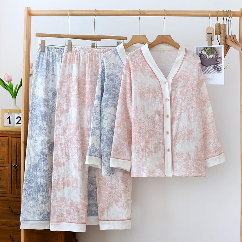 Women Linen Set Coquette Womens Pajamas Set - Old Money Aesthetic Lounge Sets