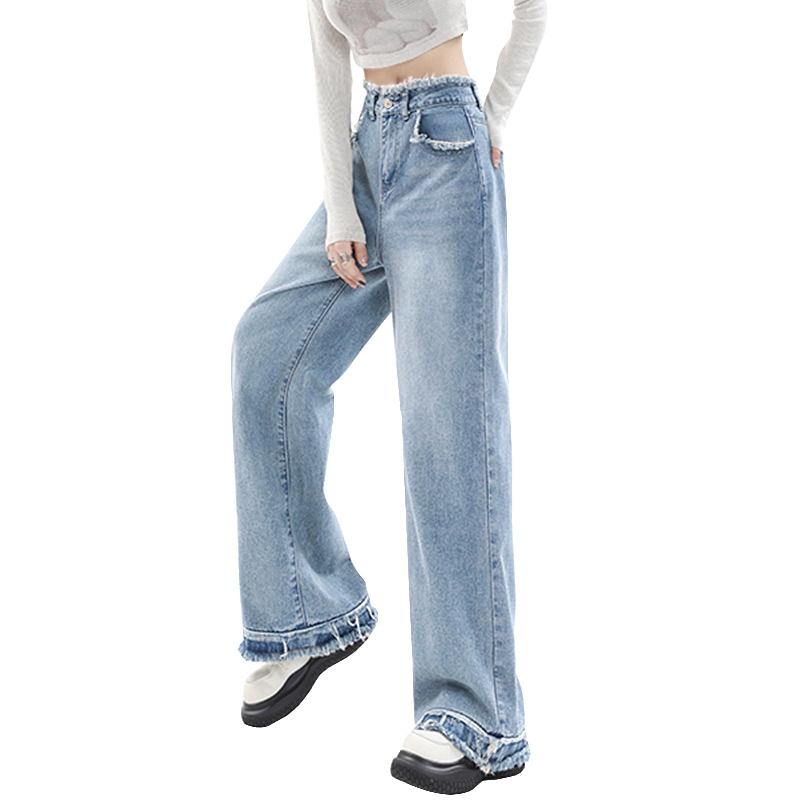 Y2K High-Waisted Baggy Jeans â€?Stretch Wide-Leg Denim