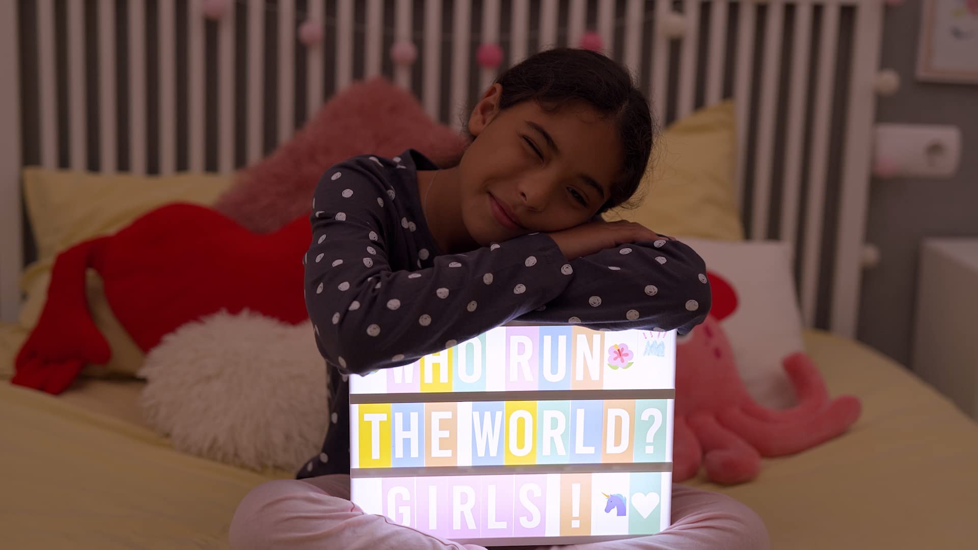 Light Box â€?400 Letters & Emojis, LED Sign for Home & Office Decor, Gifts for Women & Girls