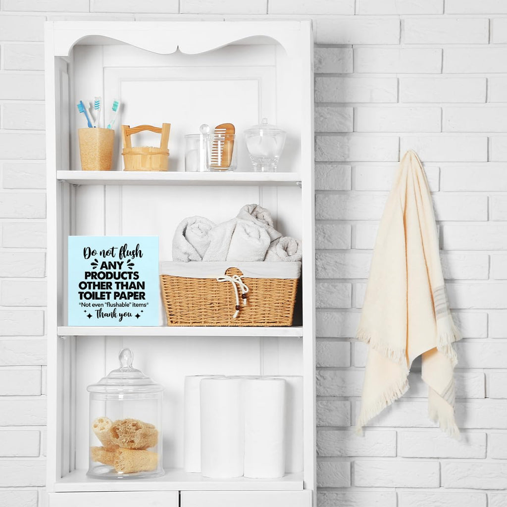 Do Not Flush Any Products Other Than Toilet Paper Wooden Box Sign - Bathroom Reminder Funny Quote Pink