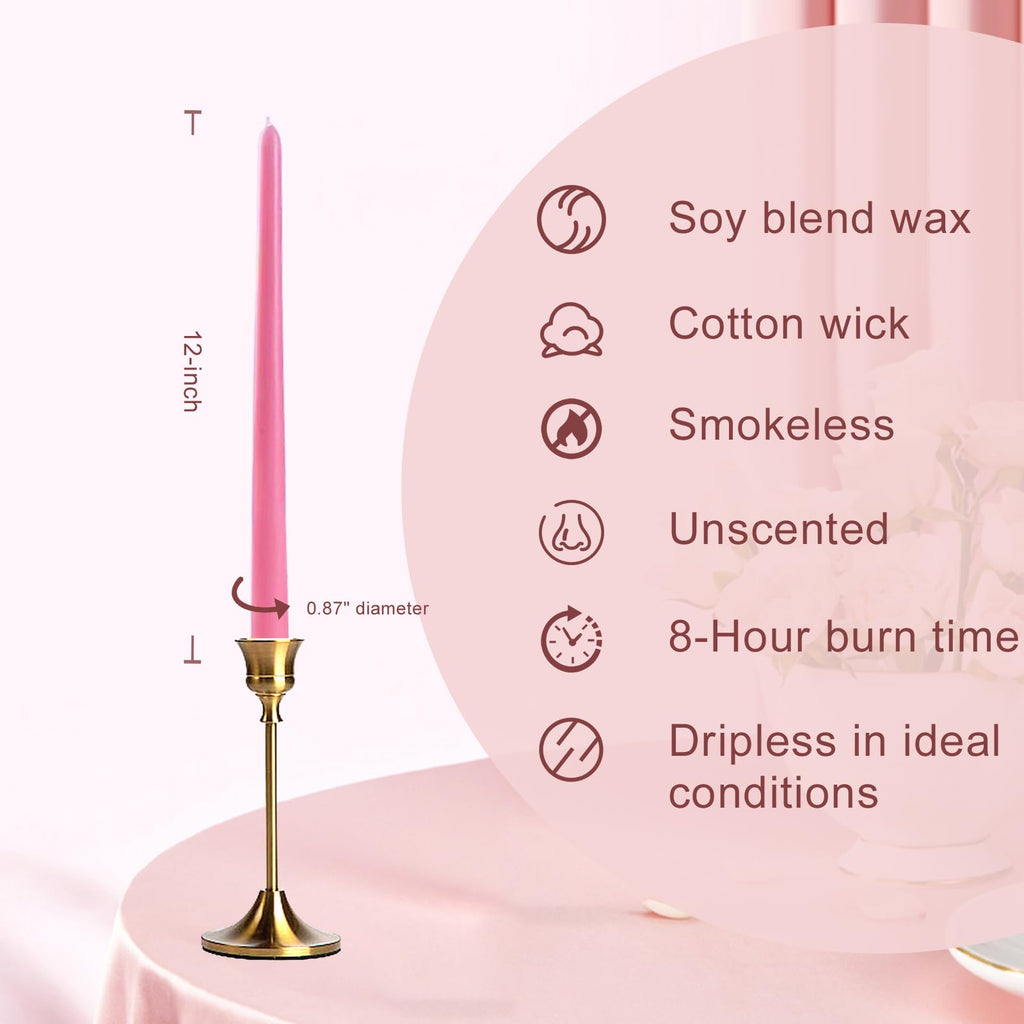 Smokeless Dripless Long Candlesticks, Unscented Tapered 10-Inch