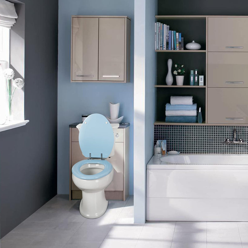 Round Toilet Seat Natural Wood Toilet Seat with Zinc Alloy Hinges, Easy to Install also Easy to Clean, Scratch Resistant