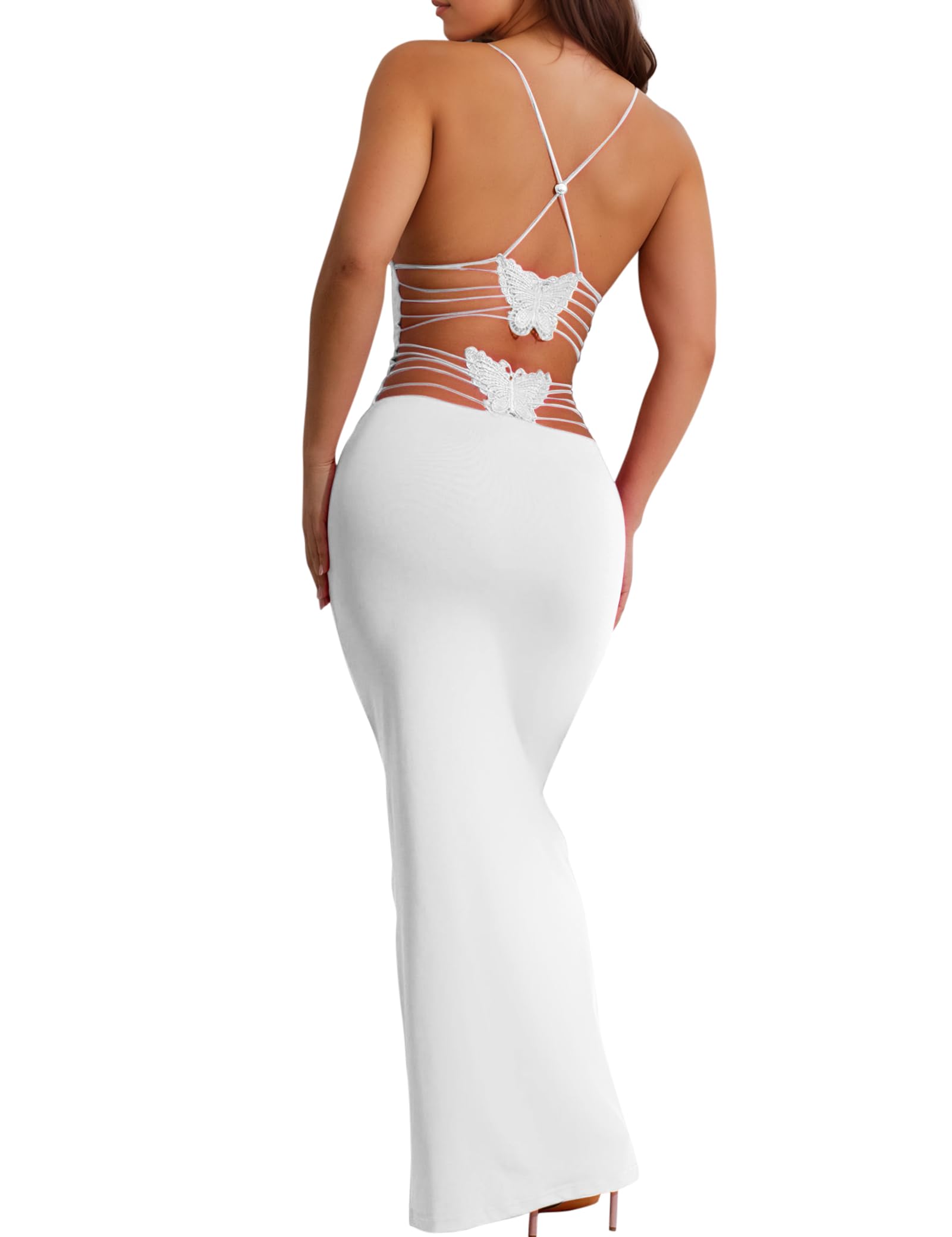 Women Sexy Backless Satin Maxi Dresses Spaghetti Strap Floral Print Dresses Slim Fit Elegant Long Dresses Night Party Outfits