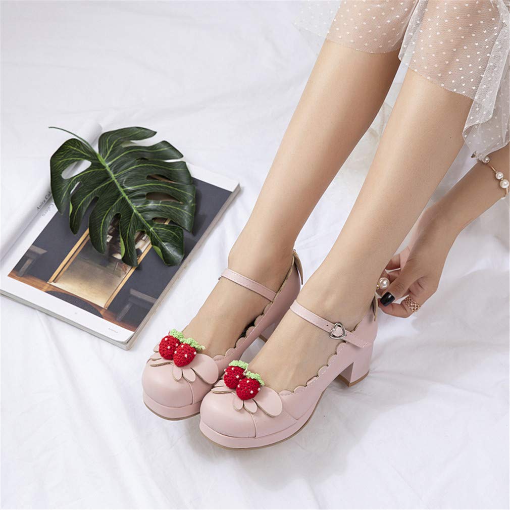 Women's Cute Lolita Cosplay Shoes Mid Chunky Heel Mary Jane Pumps