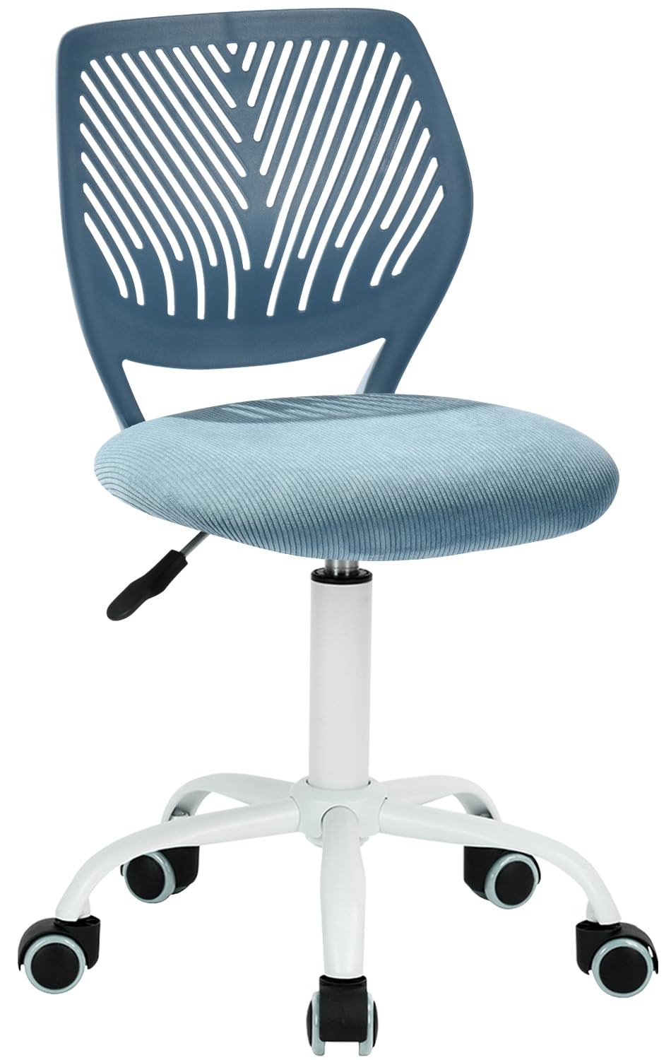 Study Desk Chair Armless Cute, Ergonomic Small Swivel Adjustable Rolling Lightweight Task Chair with Wheels and Mesh Padded Cushion
