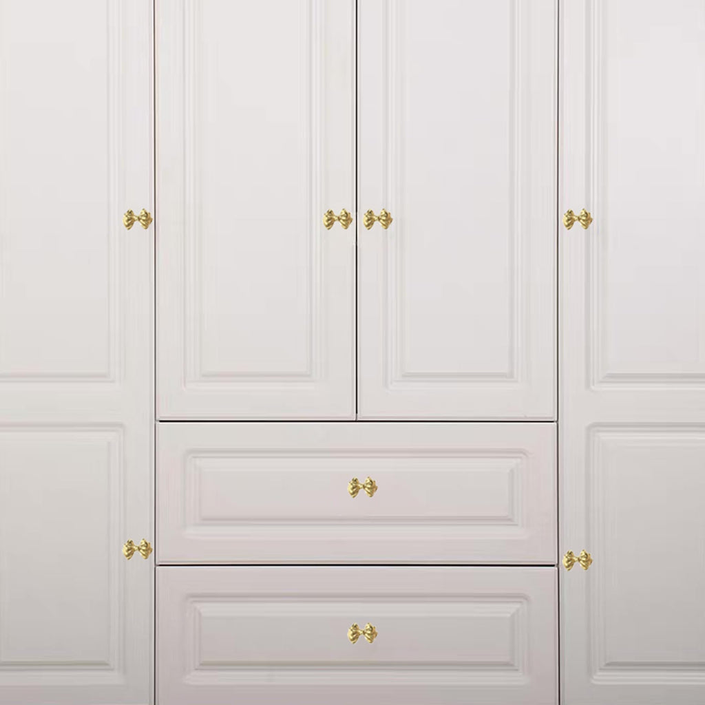 Gold Brass Small Bow Knobs Cute Dresser Drawer Handles Kitchen Cabinet Pulls Art Deco Single Hole Decorative Knobs Modern Furniture Hardware for Closet Cupboard
