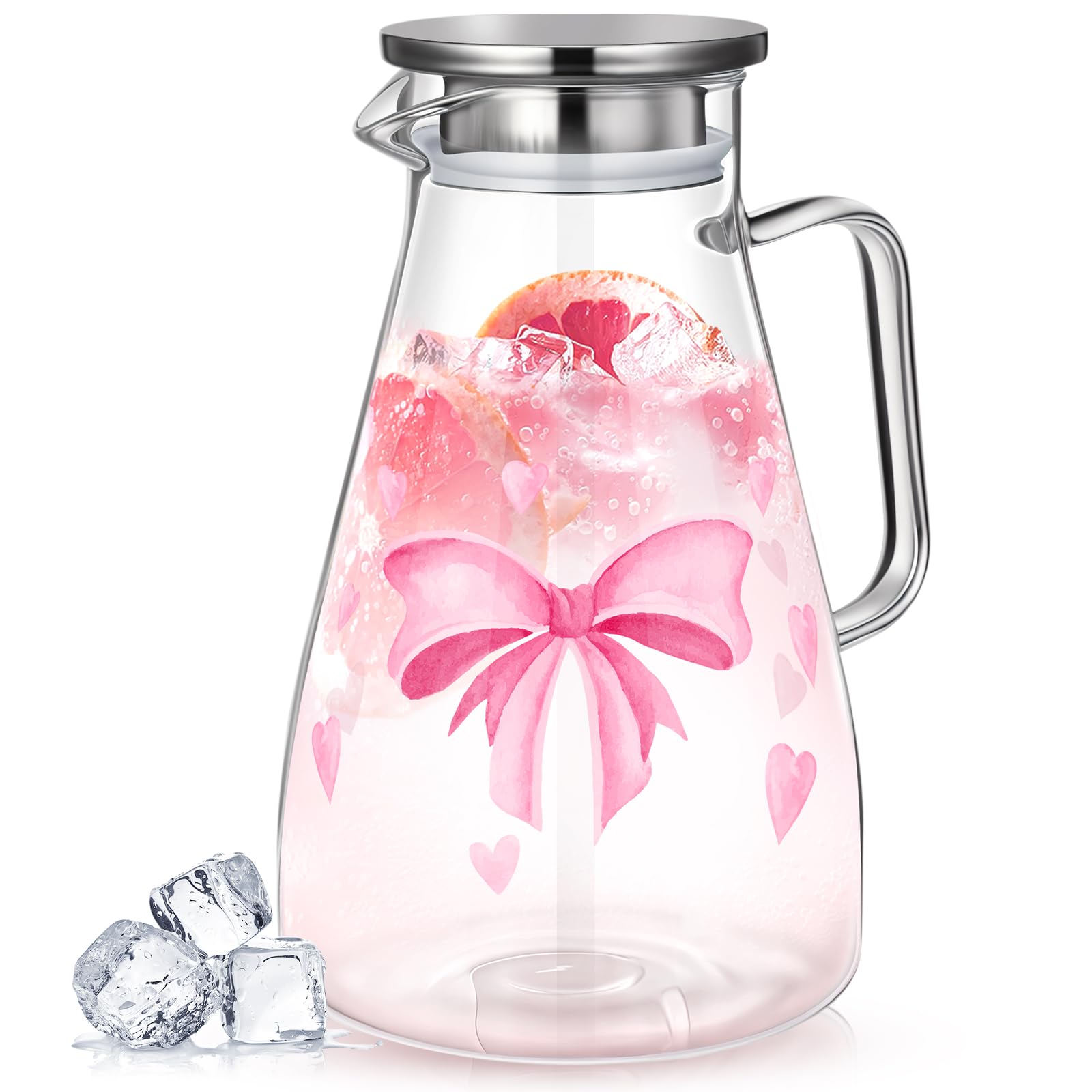 Glass Pitcher with Lid Water Pitcher with Handles Hot and Cold Resistant