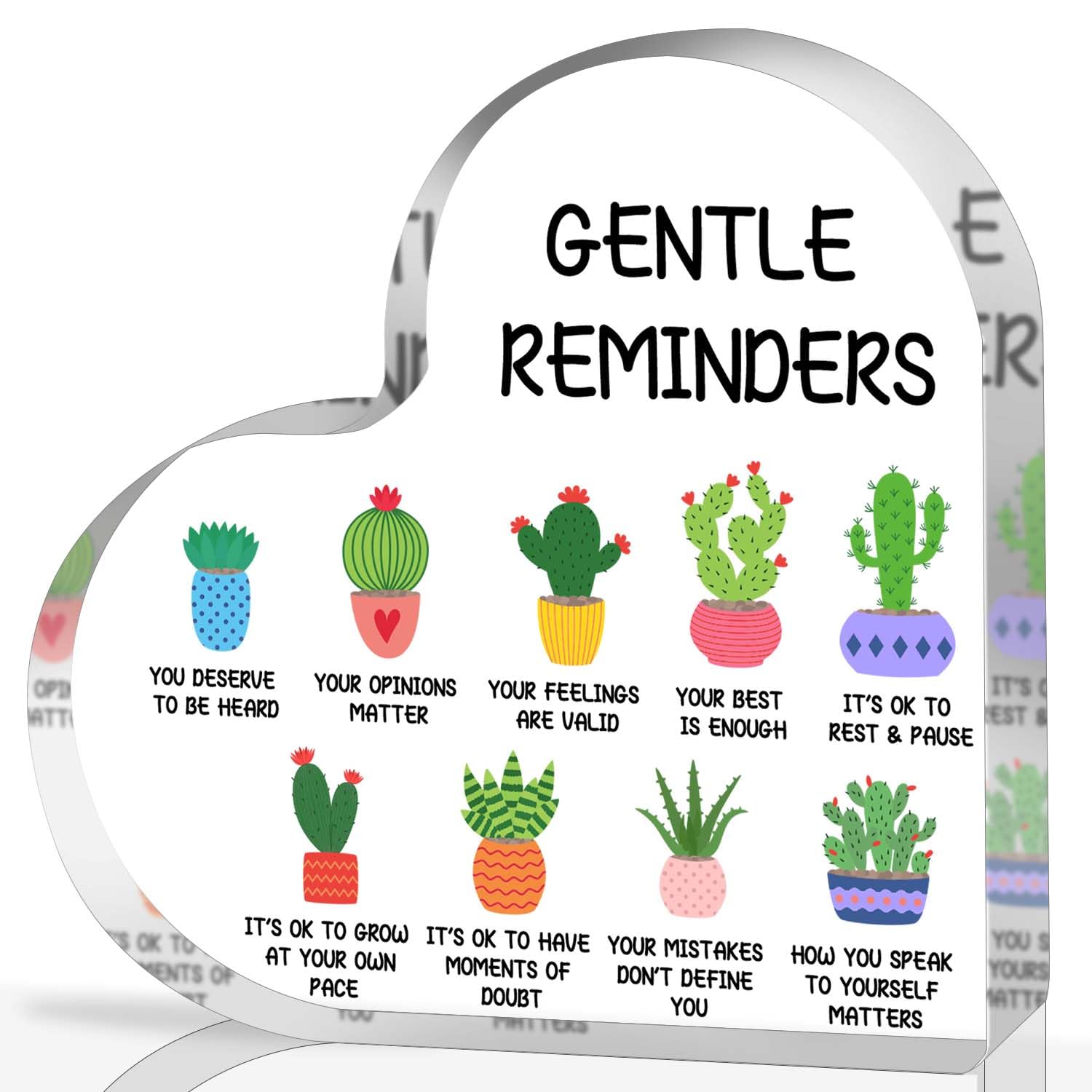 Note to Self Motivational Acrylic Heart Decor