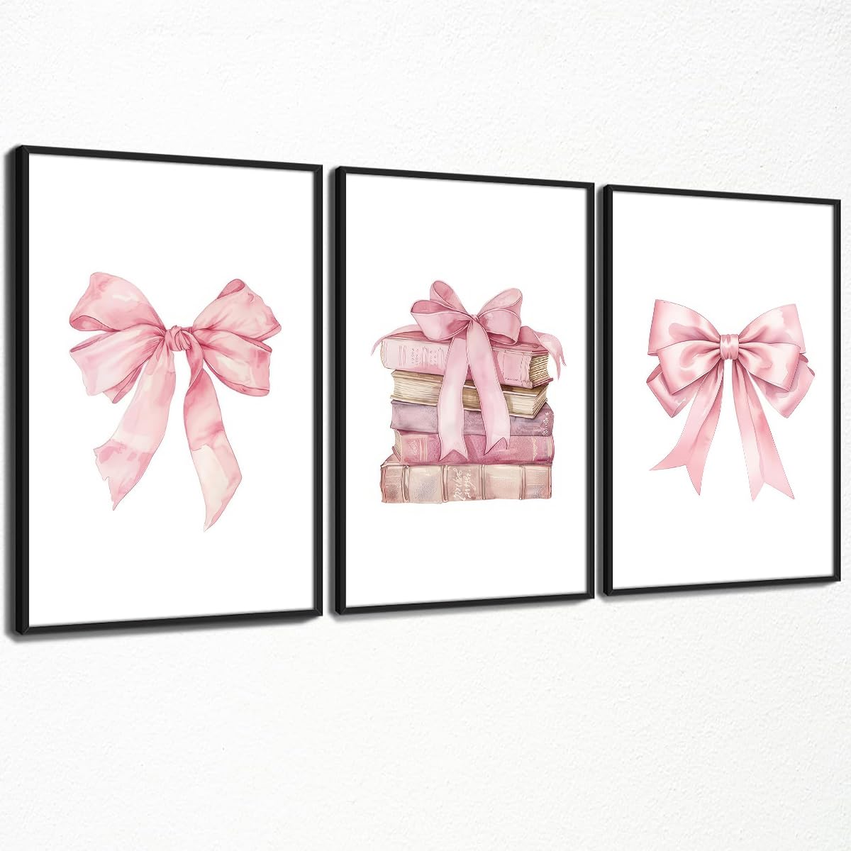 Coquette Bow Aesthetic Poster Preppy Wall Art Set of 3 Trendy Cute Canvas Prints