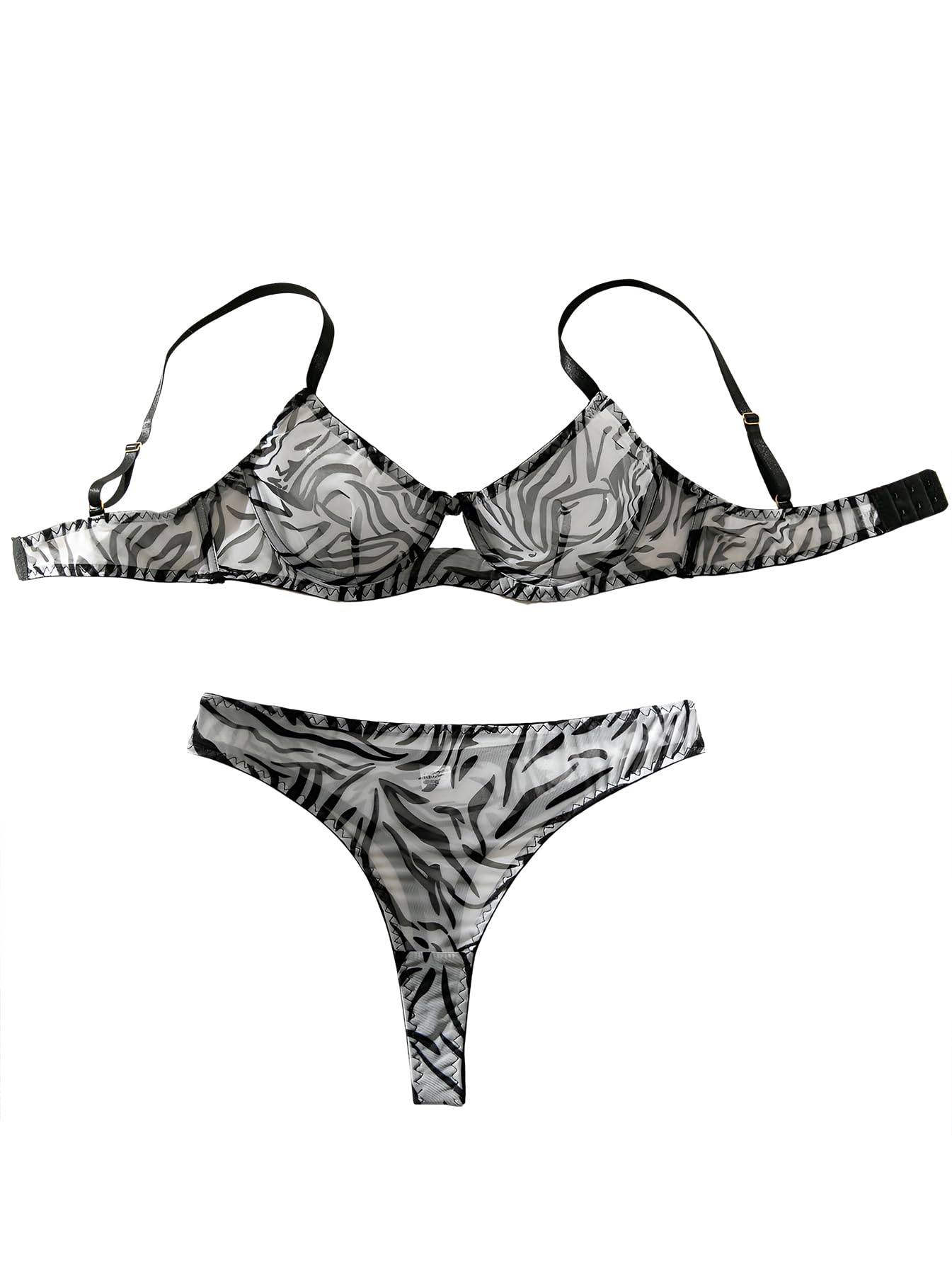Sexy Mesh Sheer Push Up Lingerie Set