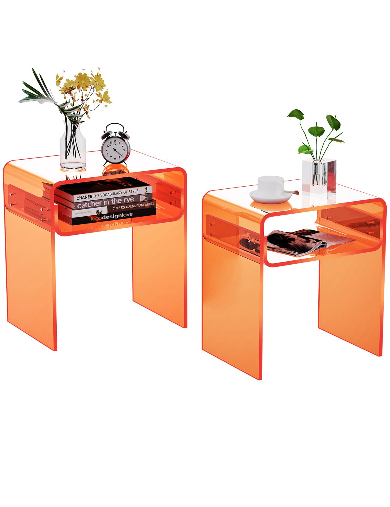 Clear Acrylic End Table 2-Tier Bedside nightstand