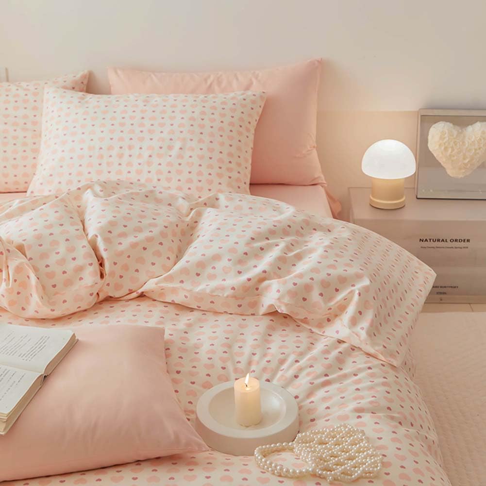 Duvet Cover Printed Bedding Set 3Pcs Girls Kawaii Pattern Comforter Cover with Zipper Closure Soft Breathable Microfiber