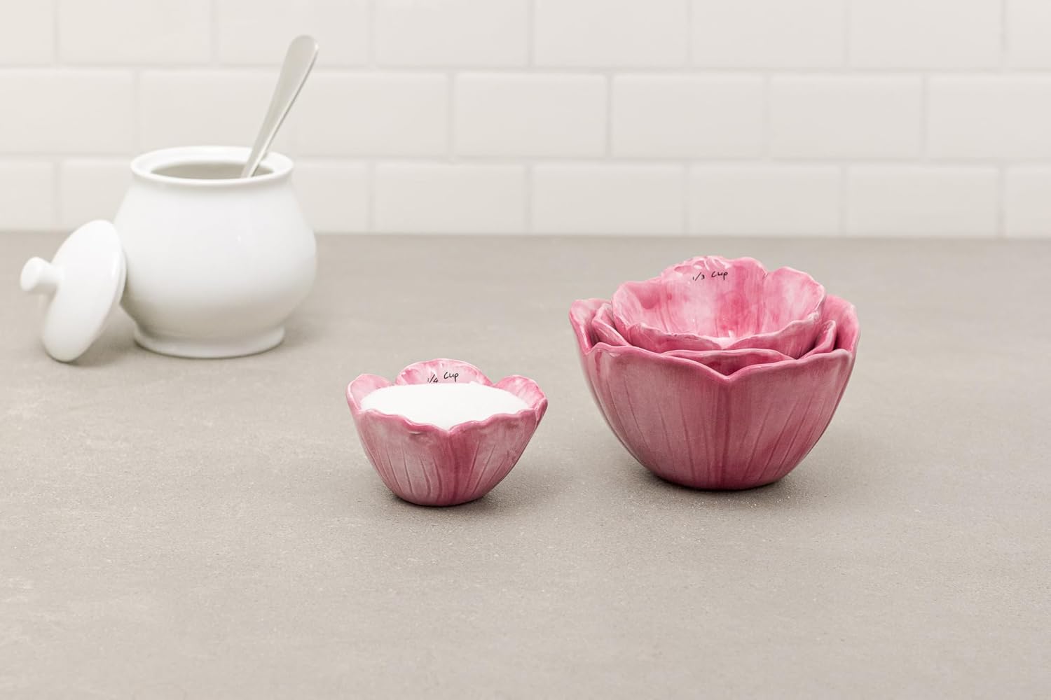 Set of 4 Strawberry Street Peony Measuring Cups