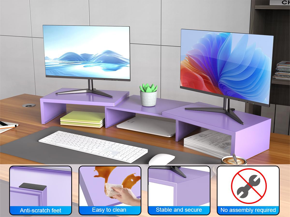 Dual Monitor Stand for Desk, Metal Monitor Riser, Office Supplies and Accessories