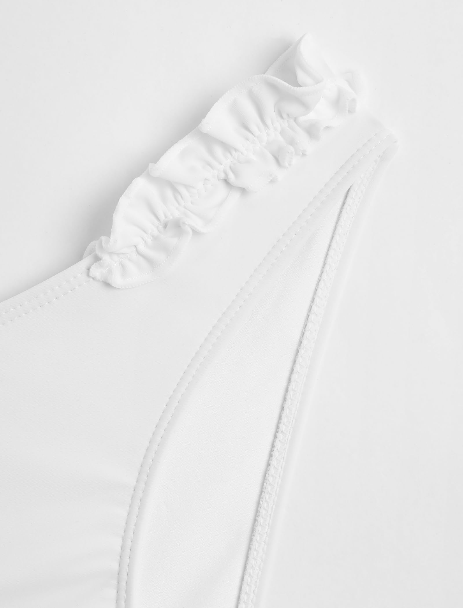 Tankini Swimsuits for Women Smocked Ruffles Tie Front Bowknot Textured High Cut Tanga Tankini Set