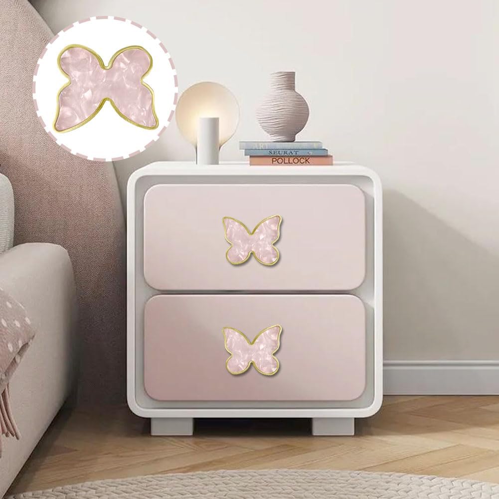 Butterfly 6 pcs Shape Knobs Handle Gold Cabinet Knobs Decoration Door Handle Single Hole Handles Cabinet Drawer Dresser Kitchen Wardrobe Furniture Hardware Pulls