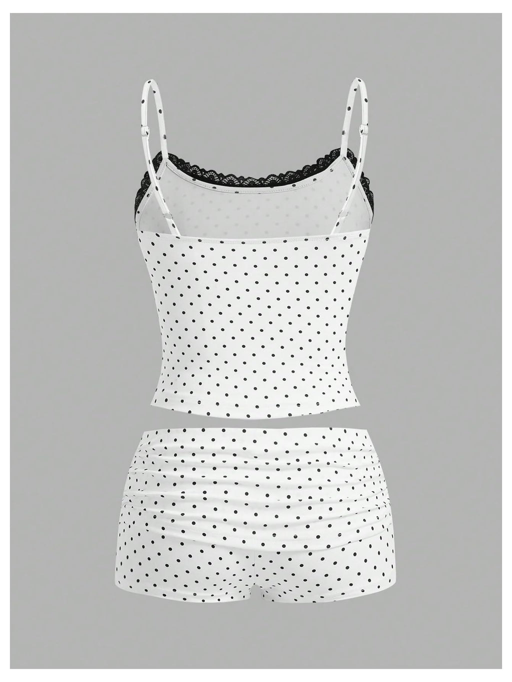 Women's 2 Piece Cute Pajama Set Cartoon Print Ruched Cami Crop Tops and Shorts Lounge Sets