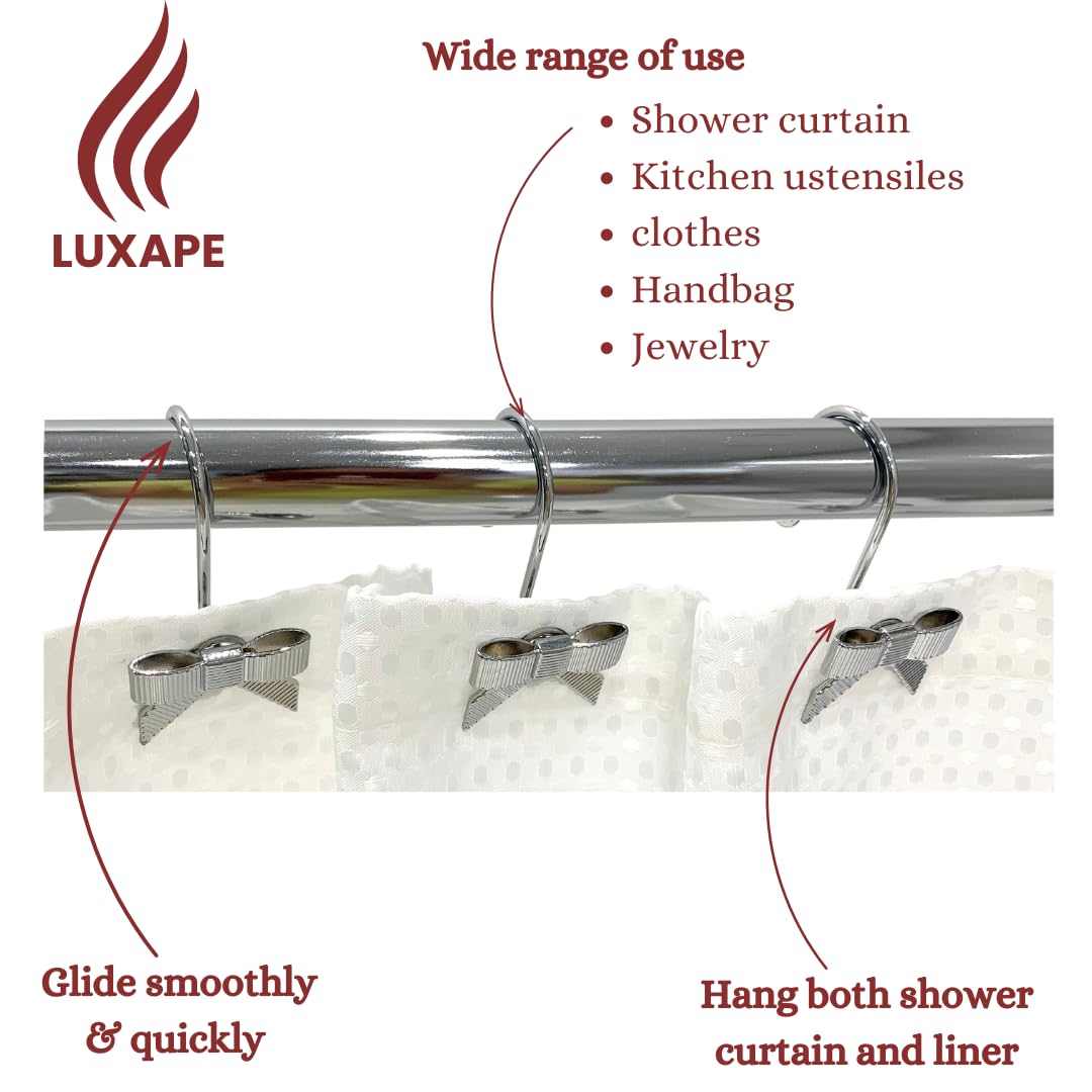 Decorative Bow Knot Curtain Hooks Shower Rings for Bathroom