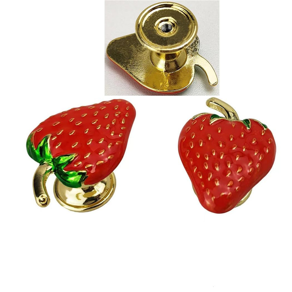 Fruit Red Strawberry Shape Metal knobs Cabinet Drawer Knob Pull Handle, Furniture Decorative Wardrobe Closet Cupboard Dresser Handles