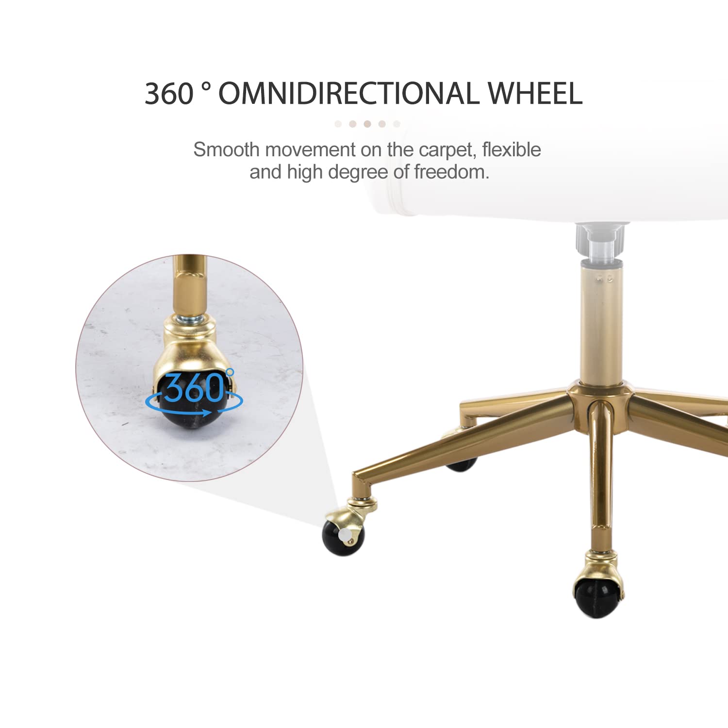 Vanity Velvet Chair, Upholstered Chairs with Adjustable Swivel Wheels