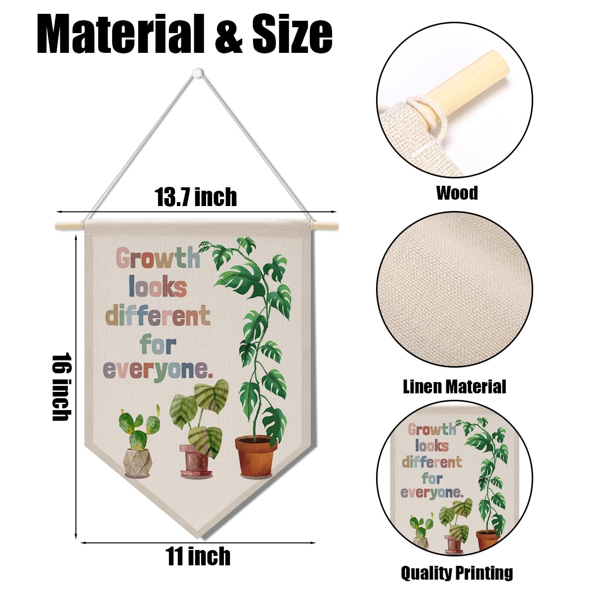 Preppy Positive Affirmations Wall Hanging Pennant Flag â€?Aesthetic Decor for Classroom, Bedroom, or Home