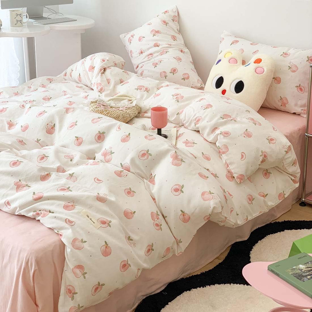 Duvet Cover Printed Bedding Set 3Pcs Girls Kawaii Pattern Comforter Cover with Zipper Closure Soft Breathable Microfiber