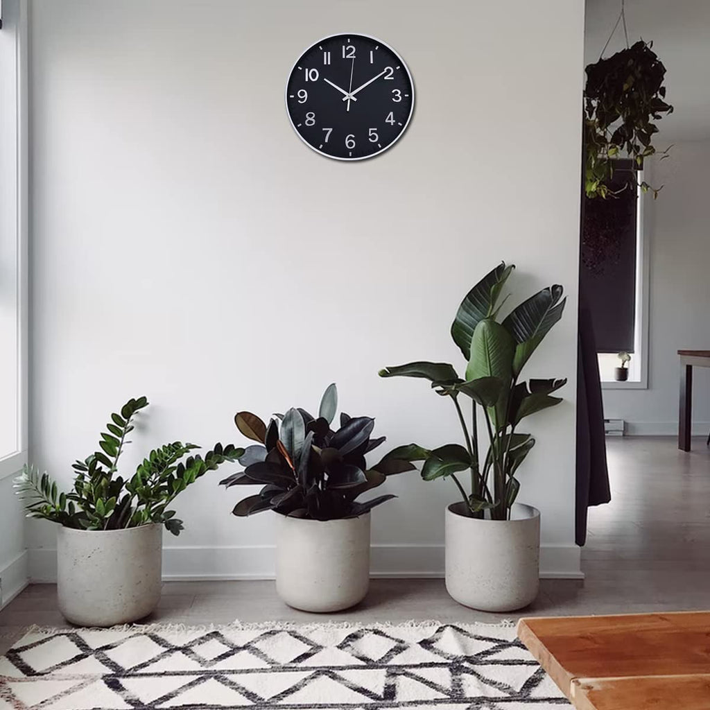 Wall Clocks Battery Operated - 12 inch Silent Non Ticking Modern