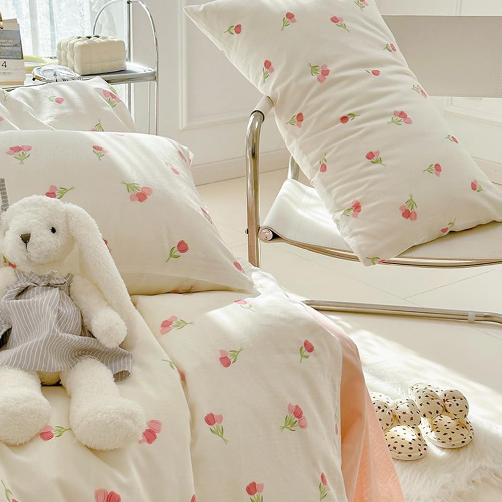 Duvet Cover Printed Bedding Set 3Pcs Girls Kawaii Pattern Comforter Cover with Zipper Closure Soft Breathable Microfiber