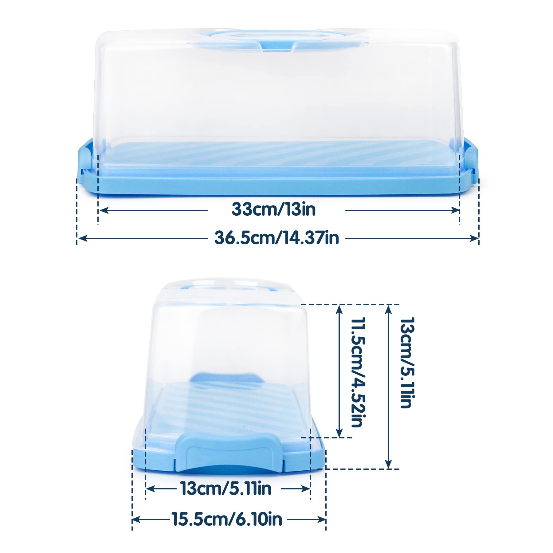 Plastic Rectangular Bread Box with Clear Lid, Loaf Cake Keeper, Portable Bread Keeper Storage Container with Handle