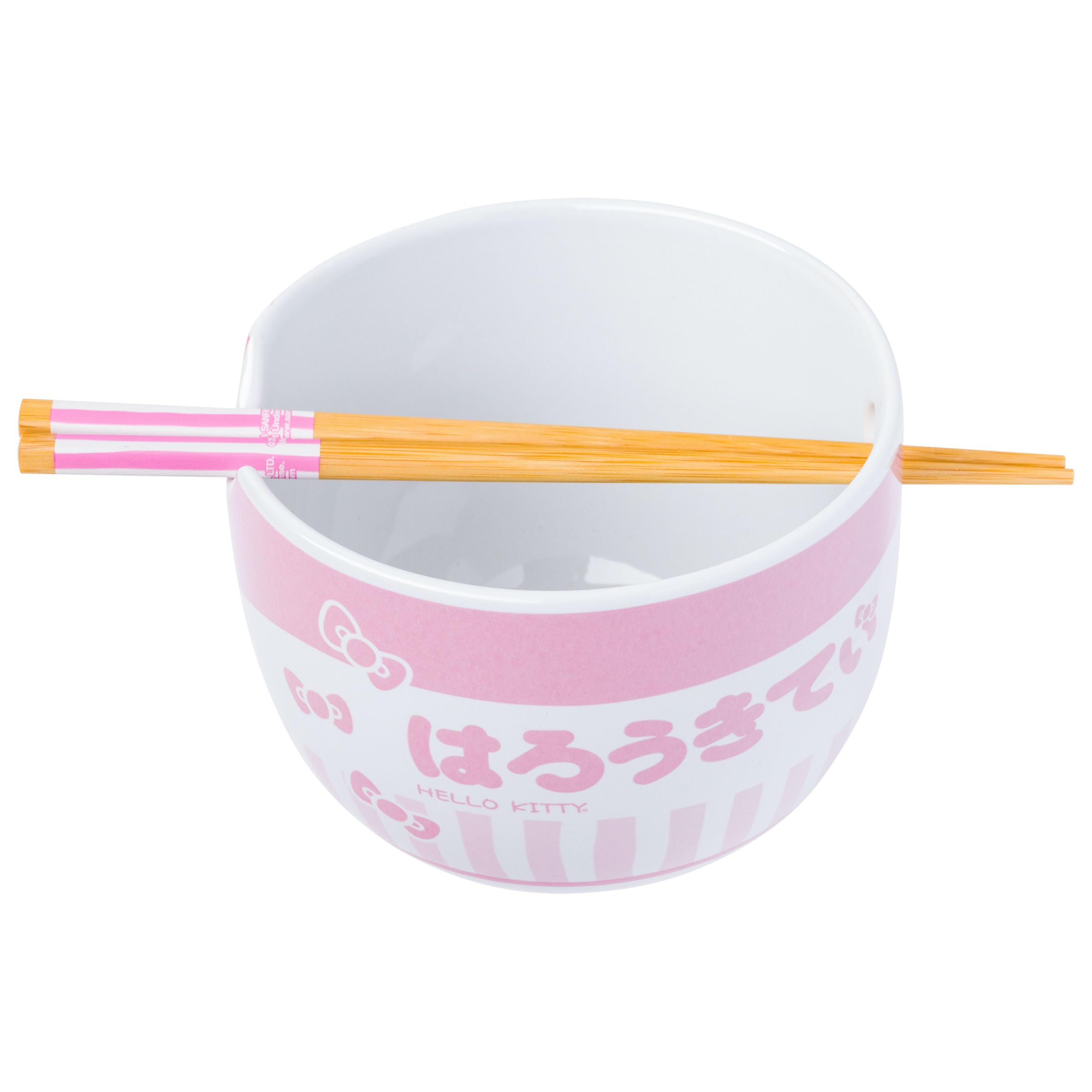Ceramic Sanrio Hello Kitty Ramen Noodle Rice Bowl with Chopsticks, Microwave Safe
