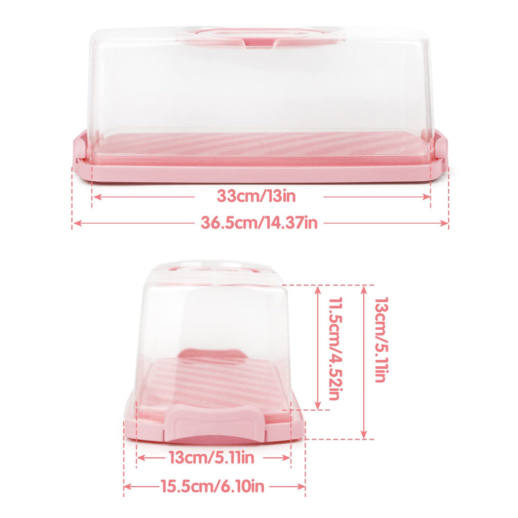 Plastic Rectangular Bread Box with Clear Lid, Loaf Cake Keeper, Portable Bread Keeper Storage Container with Handle