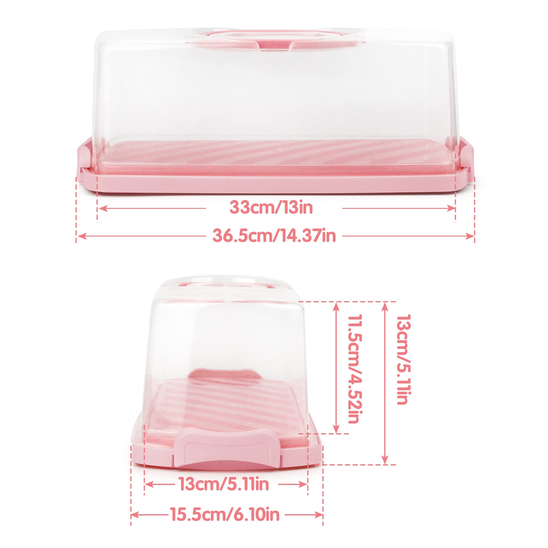Plastic Rectangular Bread Box with Clear Lid, Loaf Cake Keeper, Portable Bread Keeper Storage Container with Handle