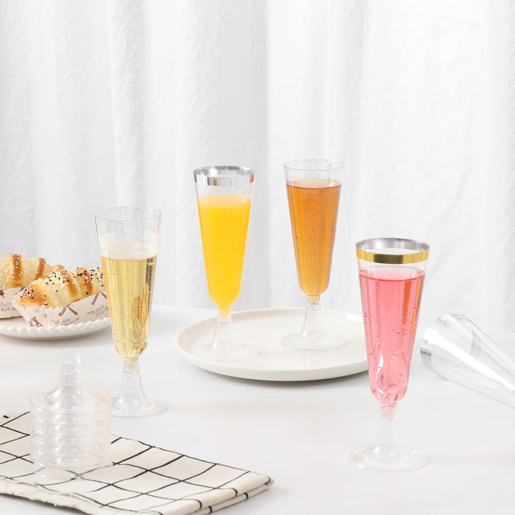 Champagne Flutes Plastic 100 Pack Disposable Mimosa Glasses